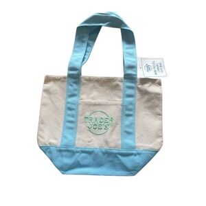 Trader Joe's Spring 2025 Mini Canvas Tote Bag Pastel - Baby Blue NWT.